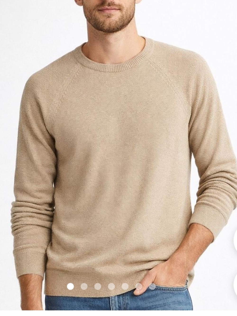 J. Crew Crewneck Cotton Sweater in Beige Men’s Large